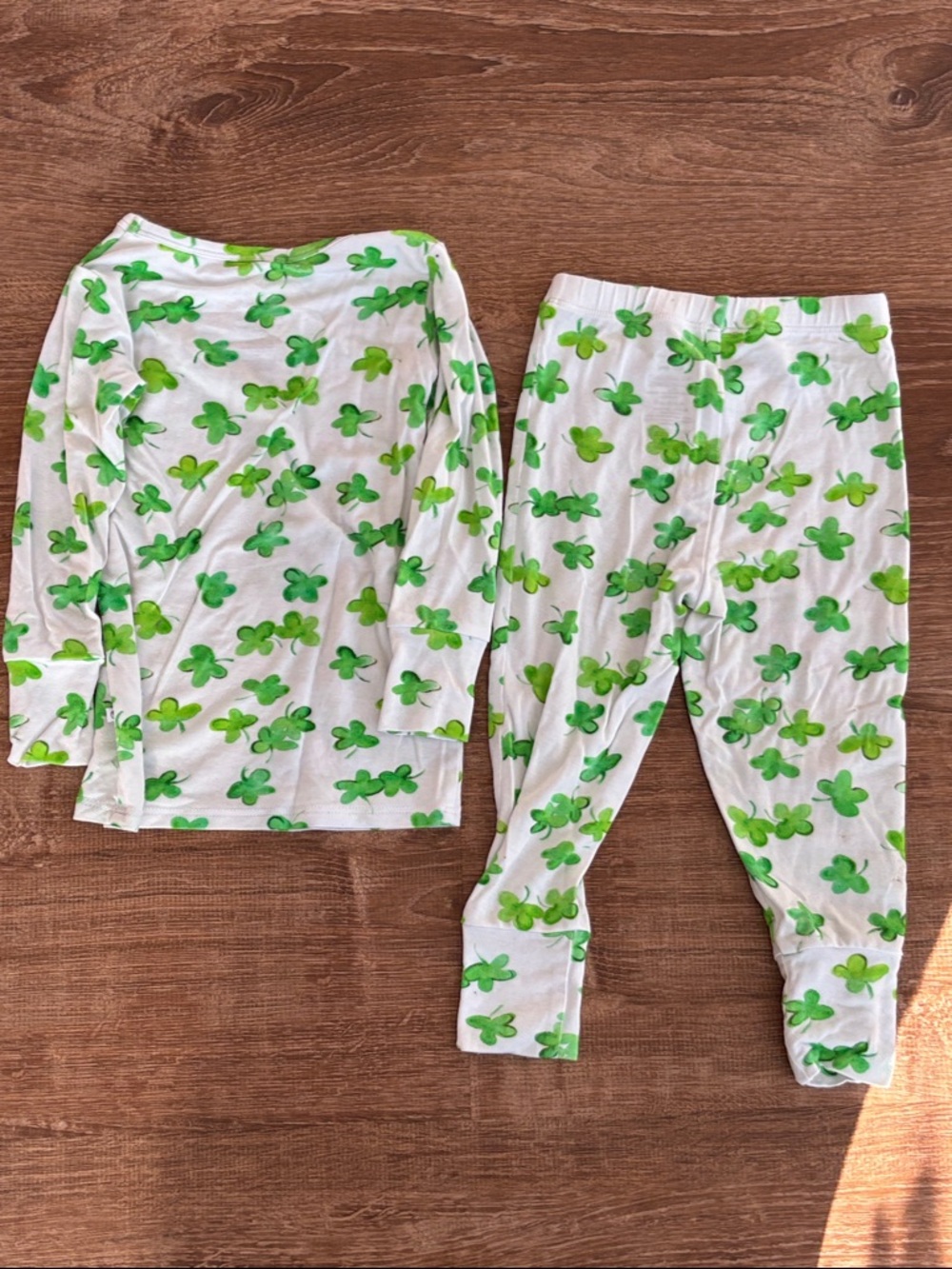 Kids Bamboo Pajama Set with Green Clovers - Picture 6 of 9